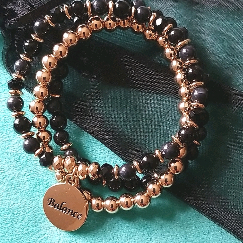 ONYX Semiprecious Beads Stretch Bracelets